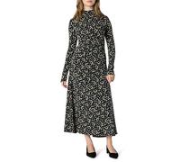Amazon Essentials Maxi Abito Corto a Maniche Lunghe Taglio Fit and Flare Donna, Blu Marino Crema Petali, S