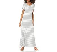 Amazon Essentials Maxi Abito da Donna a Maniche Corte, Grigio mélange, a Righe francesi, M