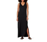 Amazon Essentials Maxi Abito da Donna in Jersey con Scollo a V e Spacco Laterale, Nero, XS
