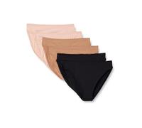 Amazon Essentials Mutandine da Donna in Microfibra a Vita Alta a Gamba Alta, Nero/Bronzo Lavato/Petali Morbidi, L