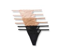 Amazon Essentials Mutandine da Donna in Microfibra con Bordo in Pizzo a Vita Alta a Gamba Alta, Nero/Bronzo Lavato/Petali Morbidi, S