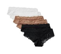 Amazon Essentials Mutandine in Pizzo Galloon Elasticizzato, Modelli Bikini, Hipster, Perizoma a Vita Alta Donna, Confezione da 6, Bianco/Bronzo Lavato/Nero, 42