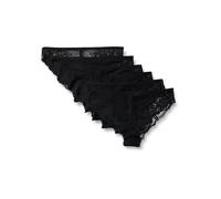 Amazon Essentials Mutandine in Pizzo Galloon Elasticizzato, Modelli Bikini, Hipster, Perizoma a Vita Alta Donna, Confezione da 6, Nero, 46