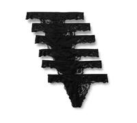 Amazon Essentials Mutandine in Pizzo Galloon Elasticizzato, Modelli Bikini, Hipster, Perizoma a Vita Alta Donna, Confezione da 6, Nero, 46