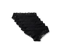 Amazon Essentials Mutandine in Pizzo Galloon Elasticizzato, Modelli Bikini, Hipster, Perizoma a Vita Alta Donna, Confezione da 6, Nero, 46