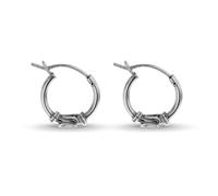 Amazon Essentials, Orecchini a cerchio creole con dettaglio ondulato in argento Sterling ossidato