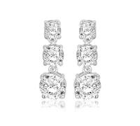Amazon Essentials Orecchini Pendenti in Argento Sterling con Tripla Zirconia Cubica