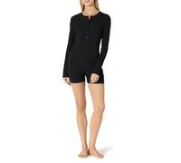 Amazon Essentials Pagliaccetto da donna in misto cotone a maniche lunghe, nero, XS