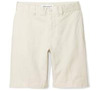 Amazon Essentials Pantaloncini Chino da Uniforme Piatti sul Davanti con Vita Regolabile Bambini e Ragazzi, Marrone Kaki Chiaro, 4 Anni