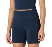 Amazon Essentials Pantaloncini Ciclista Tecnici in FormFlex Morbidissimo, a Vita Alta, 13 cm, con Tasche Donna, Blu Marino, L