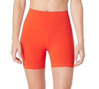 Amazon Essentials Pantaloncini Ciclista Yoga Tecnici in FormFlex Morbidissimo, a Vita Alta, 18 cm Donna, Ross Brillante, XS