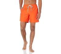 Amazon Essentials Pantaloncini da Bagno con Fodera Interna in Rete, Tasche, Chiusura con Coulisse Uomo, Arancione, L