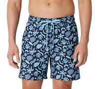 Amazon Essentials Pantaloncini da Bagno con Fodera Interna in Rete, Tasche, Chiusura con Coulisse Uomo, Blu Navy Tropicale, L