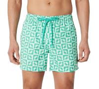 Amazon Essentials Pantaloncini da Bagno con Fodera Interna in Rete, Tasche, Chiusura con Coulisse Uomo, Blu Chiaro Menta Verde Motivo Geometrico Solare, L