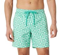 Amazon Essentials Pantaloncini da Bagno con Fodera Interna in Rete, Tasche, Chiusura con Coulisse Uomo, Blu Chiaro Verde Menta Sun Geo, XS
