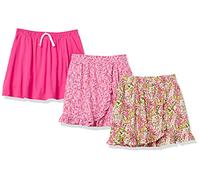 Amazon Essentials Pantaloncini da bambina in maglia, confezione da 3, rosa floreale, 3T