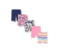 Amazon Essentials Pantaloncini da Ciclismo Midi Bambine e ragazze, Pacco da 5, Bianco Stampa Arcobaleno/Blu Fragole/Blu Marino/Grigio Maculata/Rosa, 3 anni