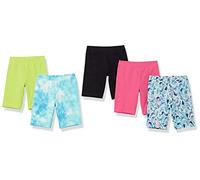 Amazon Essentials Pantaloncini da Ciclismo Midi Bambine e Ragazze, Pacco da 5, Blu Sirene/Nero/Rosa/Tie & Dye/Verde, 11-12 Anni