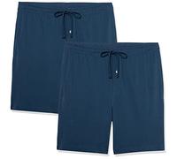 Amazon Essentials Pantaloncini del Pigiama in Maglia di Cotone da 18 cm Uomo, Pacco da 2, Indaco, XXL