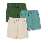 Amazon Essentials Pantaloncini in Jersey di Cotone Bambini e ragazzi, Pacco da 3, Grigio Talpa/Verde Oliva Scuro/Verde Salvia, 6-7 anni