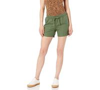 Amazon Essentials Pantaloncini in Misto Lino con Coulisse E Cucitura Interna da 13 cm (Disponibili in Taglie Forti) Donna, Verde Militare, XS