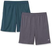 Amazon Essentials Pantaloncini Morbidi Tecnici ad Alte Prestazioni (Disponibili nelle Taglie Big & Tall) Uomo, Pacco da 2, Carbone/Verde Scuro, S