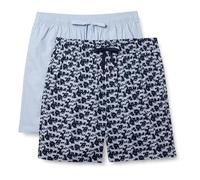 Amazon Essentials Pantaloncini Pigiama in Cotone Popeline Elasticizzato Uomo, Pacco da 2, Azzurro Opaco/Zebra, XXL