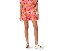 Amazon Essentials Pantaloncini Senza Zip in Twill Fluido a Vita Alta Vestibilità Comoda (Camicia Venduta Separatamente) Donna, Rosso Papavero Brillante Multi Folk Floral, XXL