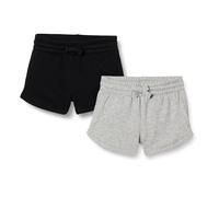 Amazon Essentials Pantaloncini Sportivi Bambine e Ragazze, Pacco da 2, Grigio Chiaro Puntinato/Nero, 4 anni