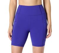 Amazon Essentials Pantaloncini Tecnici da Ciclista con Tasche, Total Train per Palestra, Vita Alta, 18cm Donna, Blu Reale, XS