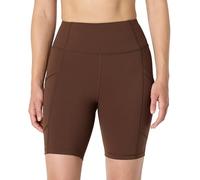 Amazon Essentials Pantaloncini Tecnici da Ciclista con Tasche, Total Train per Palestra, Vita Alta, 18cm Donna, Nocciola, M