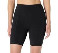 Amazon Essentials Pantaloncini Tecnici da Ciclista con Tasche, Total Train per Palestra, Vita Alta, 18cm Donna, Nero, L
