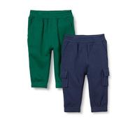 Amazon Essentials Pantaloni Cargo Da Jogging Bimbo, Pacco da 2, Blu Marino/Verde, 12 mesi