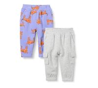 Amazon Essentials Pantaloni Cargo Da Jogging Bimbo, Pacco da 2, Grigio Puntinato/Porpora Tigrata, 6-9 mesi