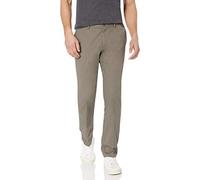 Amazon Essentials Pantaloni Chino da Lavoro da Uomo Anti-Piega e Senza Pince, Vestibilità Aderente, Marrone Scuro, 33W / 28L