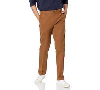 Amazon Essentials Pantaloni Chino da Uomo Slim Fit, Resistenti alle Pieghe, con Parte Frontale Piatta, Marrone Kaki Scuro, 91 x 86 cm (Larghezza x Lunghezza)
