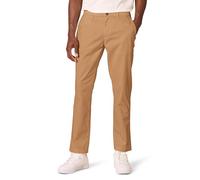 Amazon Essentials Pantaloni Chino Elasticizzati Comodi Effetto Slavato, Vestibilità Atletica Uomo, Marrone Kaki, 33W / 32L