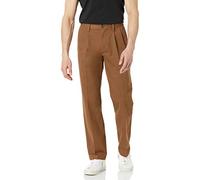 Amazon Essentials Pantaloni chino plissettati dal taglio classico e resistenti alle pieghe (disponibili nelle taglie Big & Tall) Uomo, Kaki Scuro, 36W / 30L