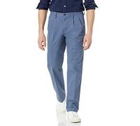 Amazon Essentials Pantaloni chino plissettati dal taglio classico e resistenti alle pieghe (disponibili nelle taglie Big & Tall) Uomo, Indaco, 32W / 28L