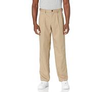 Amazon Essentials Pantaloni da Abito con Pinces con Vita Espandibile in Vita e Vestibilità Classica Uomo, Marrone Kaki, 31W / 28L
