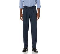 Amazon Essentials Pantaloni da Abito con Pinces con Vita Espandibile in Vita e Vestibilità Classica Uomo, Blu Marino, 36W / 28L