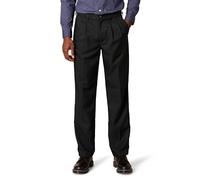 Amazon Essentials Pantaloni da Abito con Pinces con Vita Espandibile in Vita e Vestibilità Classica Uomo, Nero, 42W / 32L