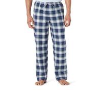 Amazon Essentials Pantaloni del Pigiama in Popeline di Cotone Elasticizzato Uomo, Indaco Plaid Country, L