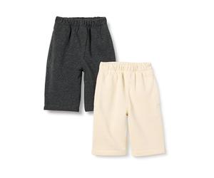 Amazon Essentials Pantaloni In Spugna Di Cotone Unisex Bimbi, Pacco da 2, Beige/Carbone, Prematuro