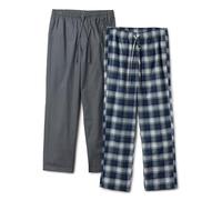 Amazon Essentials Pantaloni Lunghi del Pigiama, Vestibilità Comoda Uomo, Confezione de 2, Carbone/Plaid Country, XL