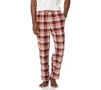Amazon Essentials Pantaloni Pigiama in Flanella Traspirante (Disponibili nelle Taglie Big & Tall) Uomo, Bordeaux Arancione Bianco Motivo Scozzese, S