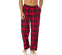 Amazon Essentials Pantaloni Pigiama in Flanella Traspirante (Disponibili nelle Taglie Big & Tall) Uomo, Rosso Ciliegia Nero Motivo Scozzese, 5XL Plus