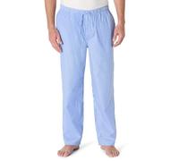 Amazon Essentials Pantaloni Pigiama in Popeline di Cotone dalla Linea Dritta con Coulisse ed Elastico in Vita Uomo, Blu Chiaro Righe, L