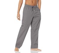 Amazon Essentials Pantaloni Pigiama in Popeline di Cotone dalla Linea Dritta con Coulisse ed Elastico in Vita Uomo, Grigio, XS