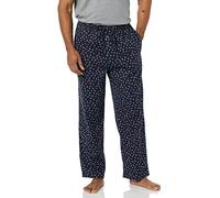 Amazon Essentials Pantaloni Pigiama in Popeline di Cotone dalla Linea Dritta con Coulisse ed Elastico in Vita Uomo, Blu Marino Motivo Cashmere, L